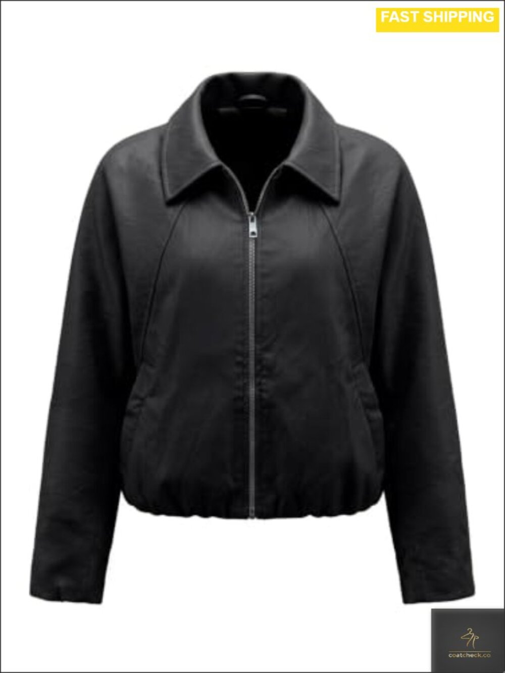 Faux Leather Bomber Jacket Zip-Up Relaxed Oversized Outerwear